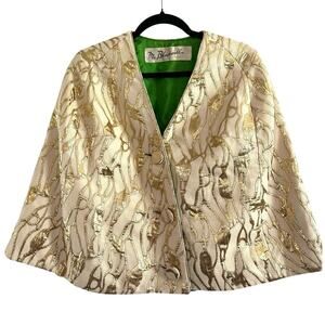MR. BLACKWELL CUSTOM Vintage Gold Cream Satin-Lined Cape Capelet Jacket Wrap